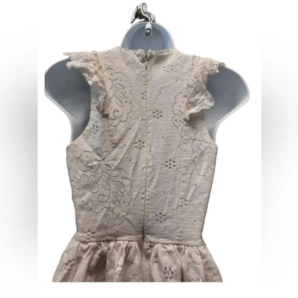 Altar'd State White Lace Lined Flutter Sleeve Sleeveless Mini Dress Size Small - Picture 4 of 8